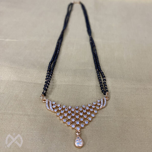 Fancy Rose Gold Plated American Diamond Mangalsutra for Daily Use