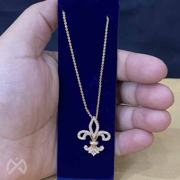 Gold Plated Fleur-De-Lis Pendant Necklace