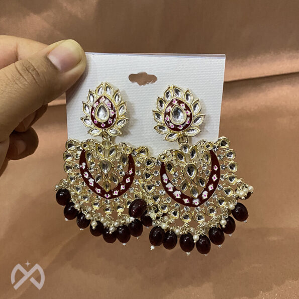 Kundan Alloy Chand Bali Earring For Women