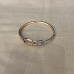 Rose Gold Plated Openable Bangle Type Bracelet American Diamond