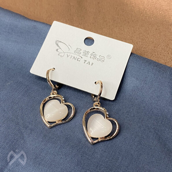 Rose Gold Toned Heart Hoop Drop Earrings